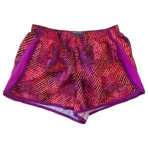 Champion Retro Purple and Orange Print Shorts Running Sporty Youth L